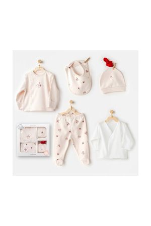 Andywawa - Andywawa Bebek 5'li Hastane Çıkış Seti Penguin Ekru