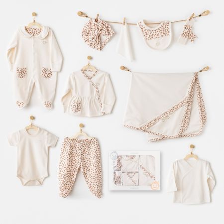 Andywawa - Andywawa Kız Bebek Hastane Çıkışı 10 Pcs Newborn set Little Leopard