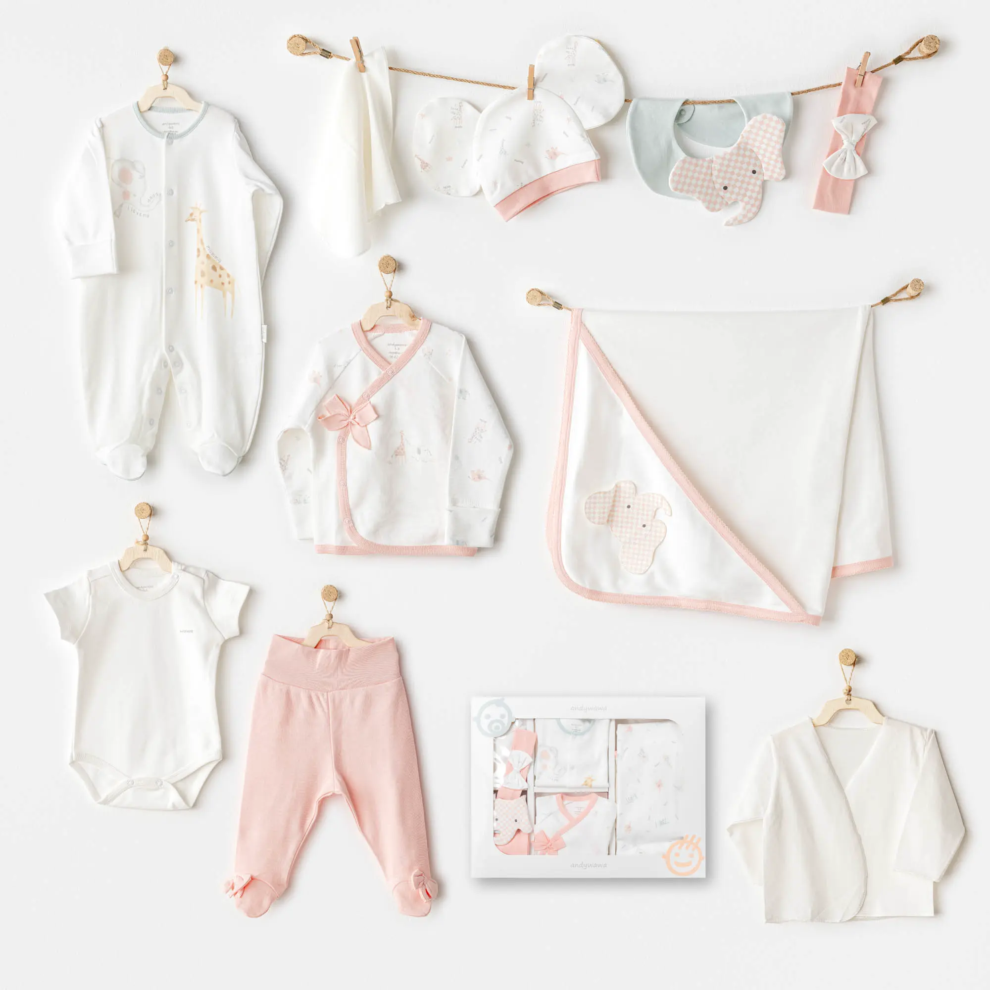 Andywawa Kız Bebek Hastane Çıkışı 10 Pcs Newborn Set Love Famıly