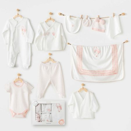 Andywawa - Andywawa Kız Bebek Hastane Çıkışı 10 Pcs Newborn Set Pınk Baloons