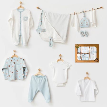 Andywawa - Andywawa Erkek Bebek Hastane Çıkışı 10 Pcs Newborn Set Gıngers