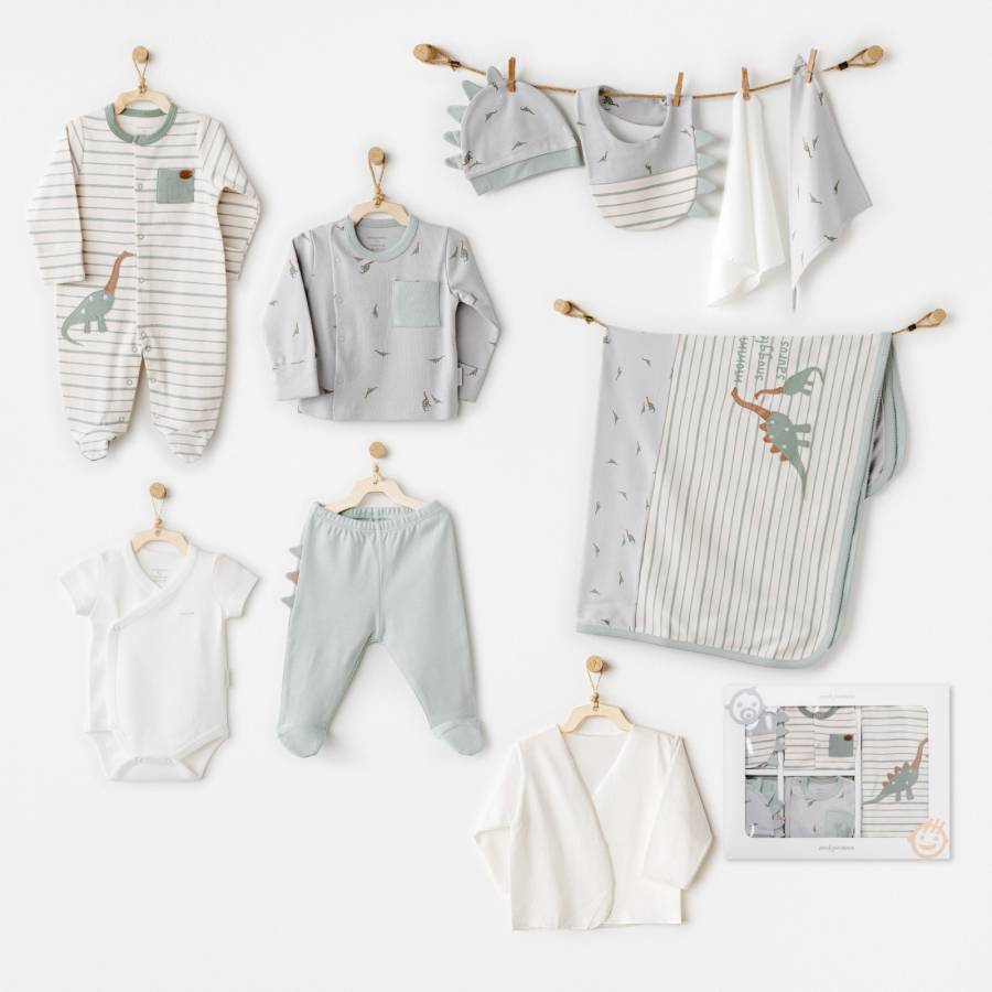 Andywawa Erkek Bebek Hastane Çıkışı 10 Pcs Newborn Set Mummy Snuggle Saurus