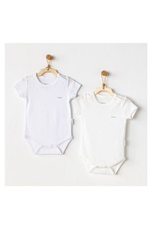 Andywawa - Andywawa Kısa Kol 2'Li Bebek Body Ekru Beyaz