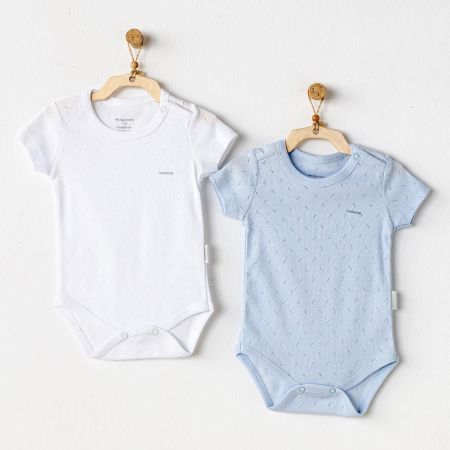 Andywawa - Andywawa Kısa Kol 2'Li Bebek Body Mavi Beyaz Andywawa - Andywawa Kısa Kol 2'Li Bebek Body Mavi Beyaz