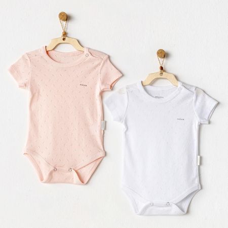Andywawa - Andywawa Kısa Kol 2'Li Bebek Body Pembe Beyaz Andywawa - Andywawa Kısa Kol 2'Li Bebek Body Pembe Beyaz