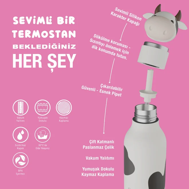 Asobu Bestie Bottle - Cow Çelik Suluk - 4