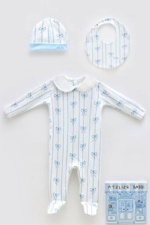 Atelier Babbi - Atelıer Babbi 3'lü Yenidoğan Set Mavi Kurdele