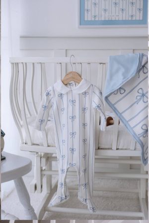 Atelıer Babbi 3'lü Yenidoğan Set Mavi Kurdele - Thumbnail