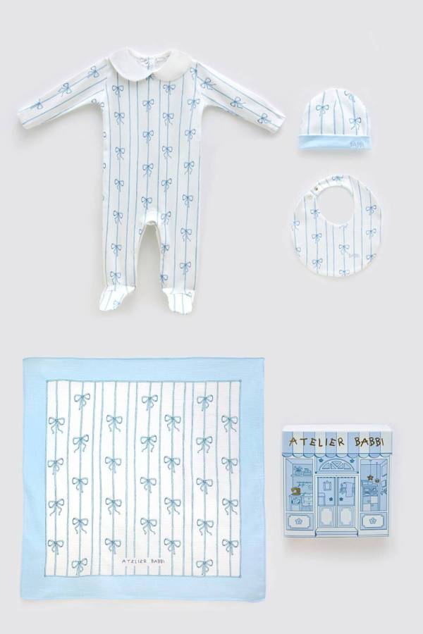 Atelıer Babbi 4'lü Yenidoğan Set Mavi Kurdele