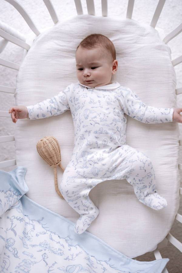 Atelıer Babbi Bebek Tulum Toile De Jouy Mavi