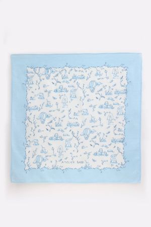 Atelier Babbi - Atelıer Babbi Çift Katlı Müslin Battaniye Toile De Jouy Mavi