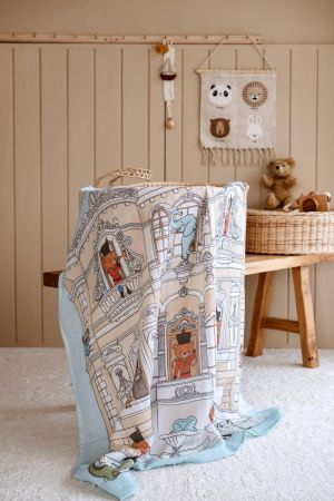 Atelıer Babbi Çift Katlı Müslin Bebek Örtüsü Kurşun Asker - Thumbnail