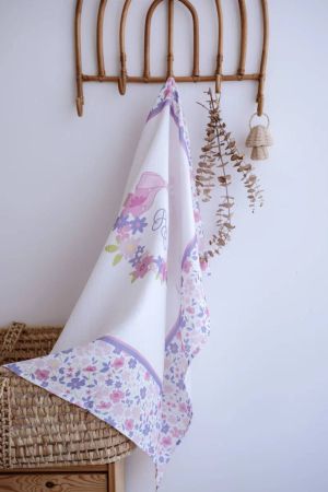 Atelıer Babbi Çift Katlı Müslin Bebek Örtüsü Pembe Çiçek Desenli - Thumbnail