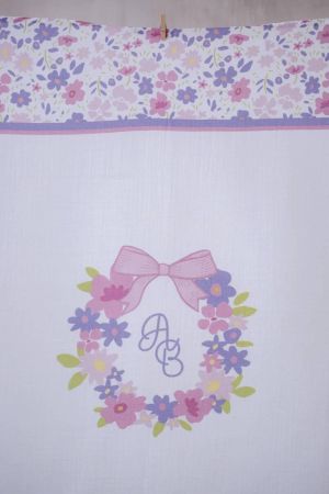 Atelıer Babbi Çift Katlı Müslin Bebek Örtüsü Pembe Çiçek Desenli - Thumbnail