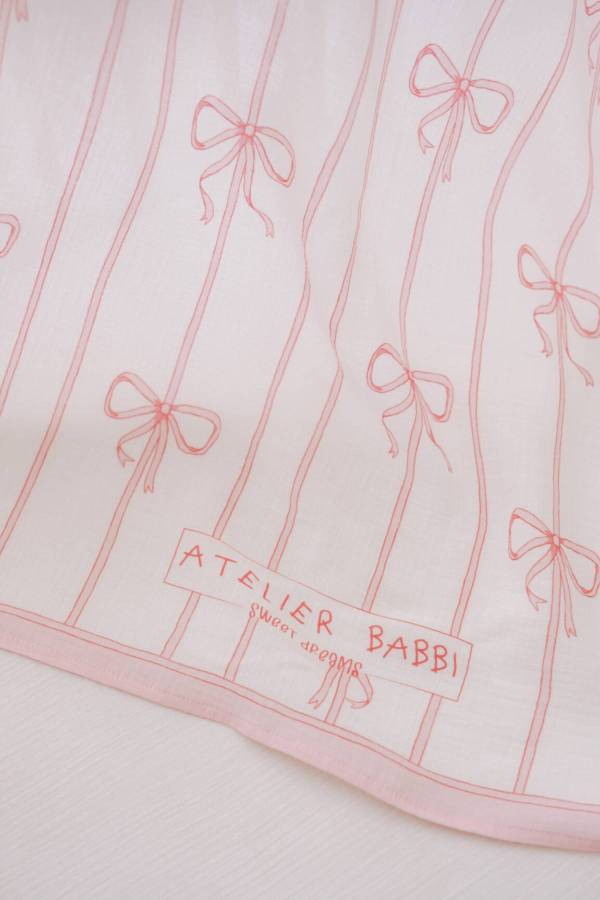 Atelıer Babbi Çift Katlı Müslin Bebek Örtüsü Pembe Kurdele
