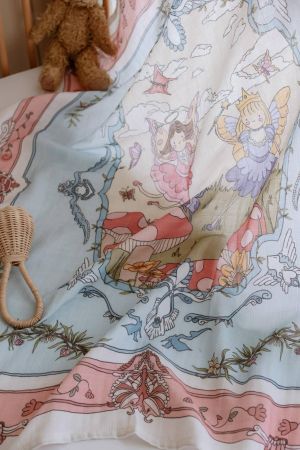 Atelıer Babbi Çift Katlı Müslin Bebek Örtüsü Peri Masalı - Thumbnail