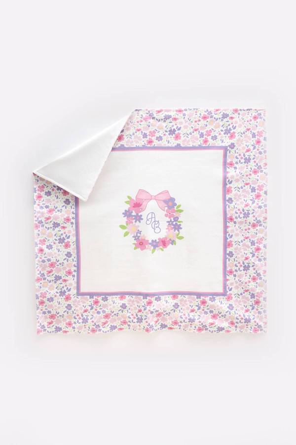 Atelıer Babbi Çift Tarafl Pembe Çiçek Desenli Penye Battaniye