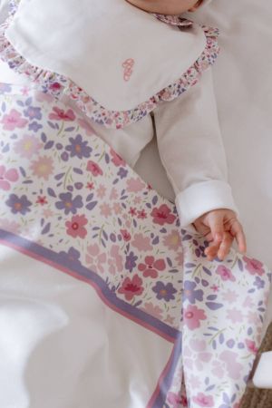 Atelıer Babbi Çift Tarafl Pembe Çiçek Desenli Penye Battaniye - Thumbnail