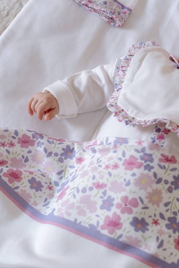 Atelıer Babbi Çift Tarafl Pembe Çiçek Desenli Penye Battaniye