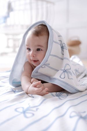 Atelıer Babbi Çift Taraflı Penye Battaniye Mavi Kurdele - Thumbnail