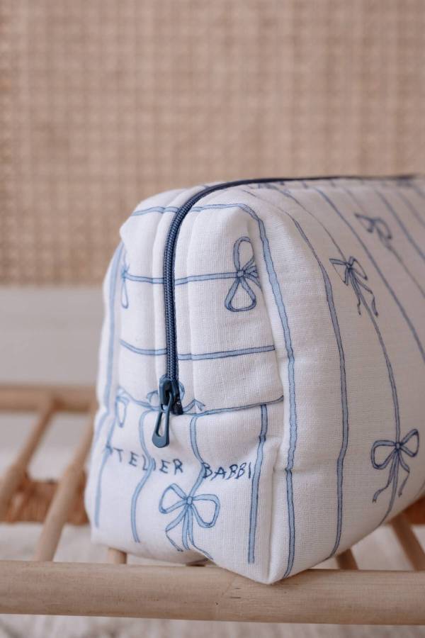 Atelıer Babbi Kurdele Mavi Kurdele Desenli Bebek Bakım Çantası