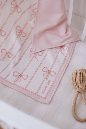 Atelıer Babbi Pembe Kurdele Çift Taraflı Penye Battaniye - Thumbnail