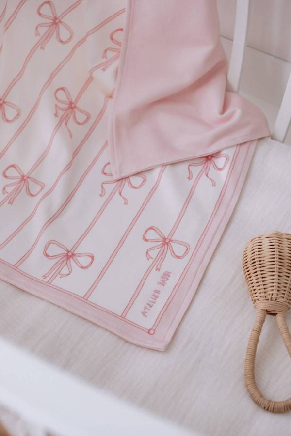 Atelıer Babbi Pembe Kurdele Çift Taraflı Penye Battaniye