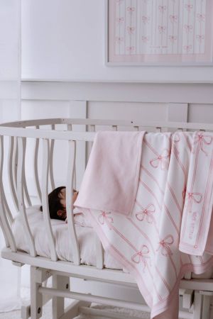 Atelıer Babbi Pembe Kurdele Çift Taraflı Penye Battaniye - Thumbnail