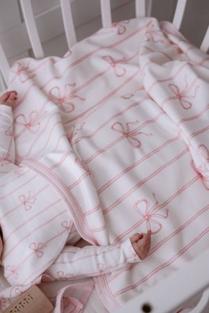 Atelıer Babbi Pembe Kurdele Çift Taraflı Penye Battaniye - Thumbnail