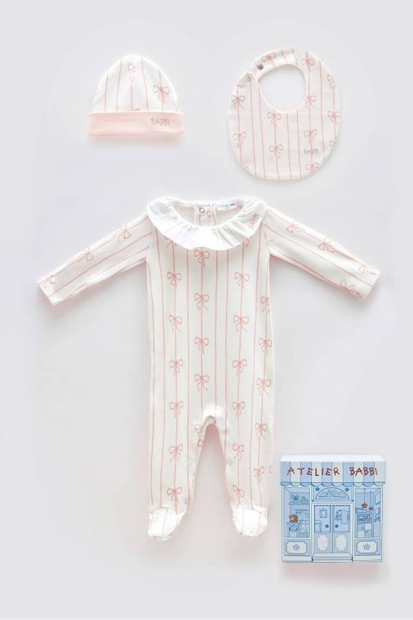 Atelıer Babbi Pembe Kurdele Yenidoğan 3'lü Set