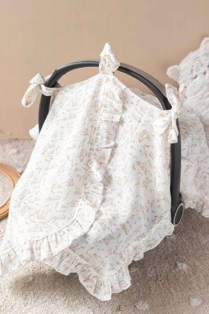 Atelier Babbi Toile De Jouy Bej Puset Örtüsü - Thumbnail