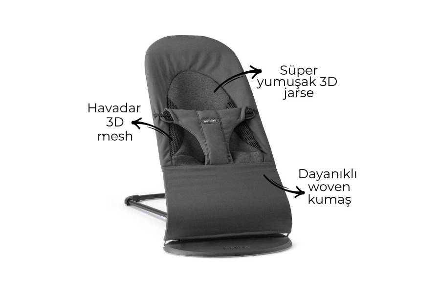 BabyBjörn Balance Soft Woven Jersey Üçlü Kumaş / Dark Grey Anakucagı