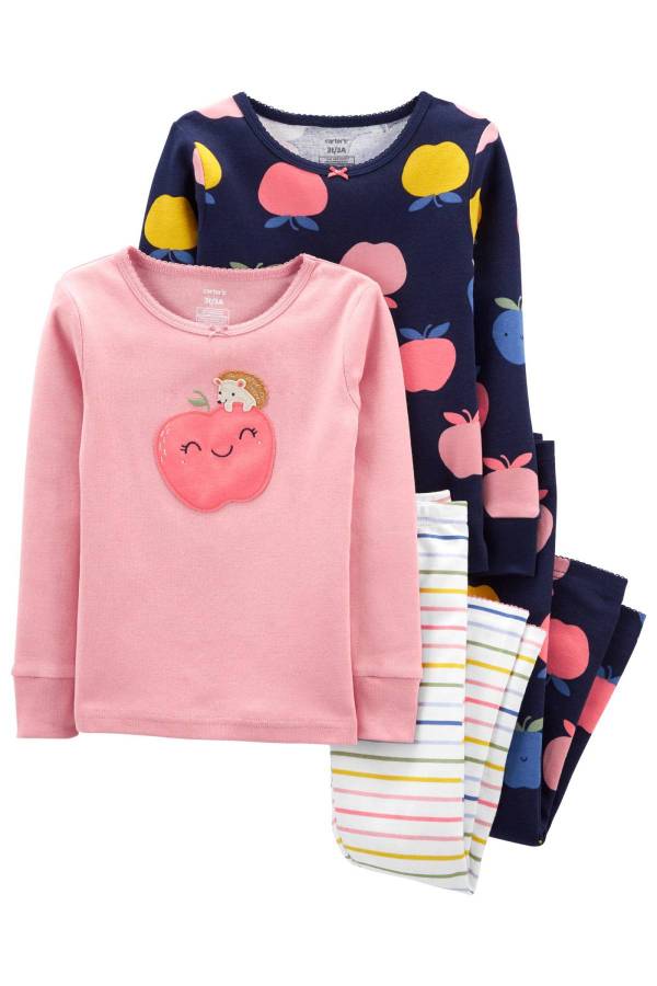 Carter’s Kız Elma Desen Pamuklu 4 Parça Pijama Takımı