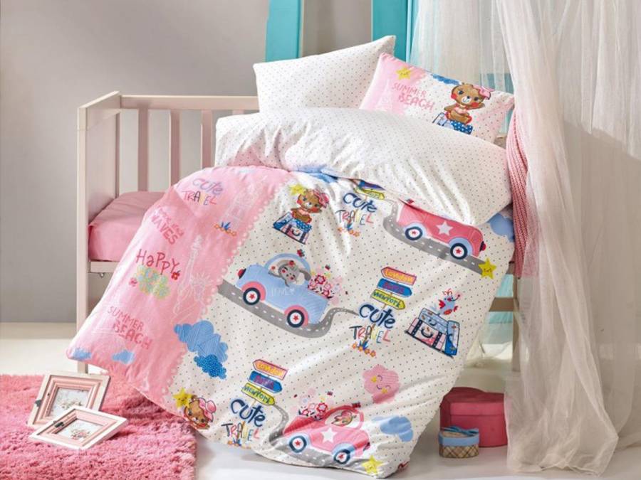Cotton Box Bebek Nevresim Takımı Sevimli Seyahat Pembe