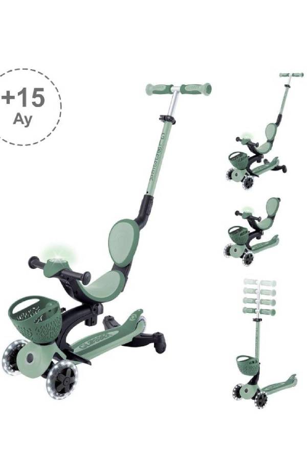 Globber Go Up Baby 360 Işıklı Scooter - Zeytin Yeşili