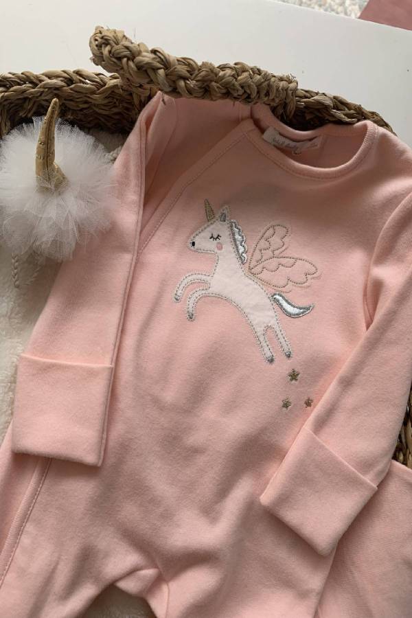 İdil Baby Uçan Unicorn Detaylı Kız Bebek Takımı
