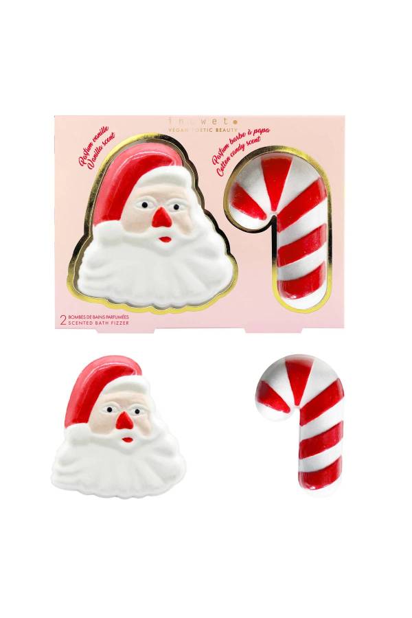 Inuwet Noel Baba ve Baston Şeker Şeklinde 2li Banyo Bombası Seti