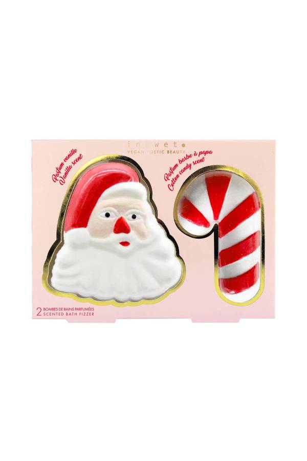 Inuwet Noel Baba ve Baston Şeker Şeklinde 2li Banyo Bombası Seti