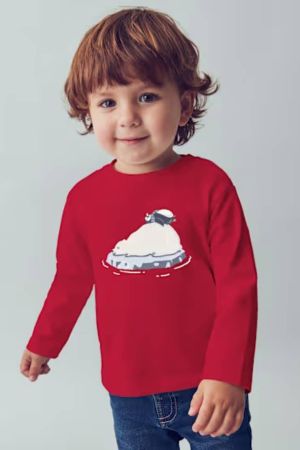 Mayoral - Mayoral Erkek Bebek Baskılı Kırmızı Sweatshrit