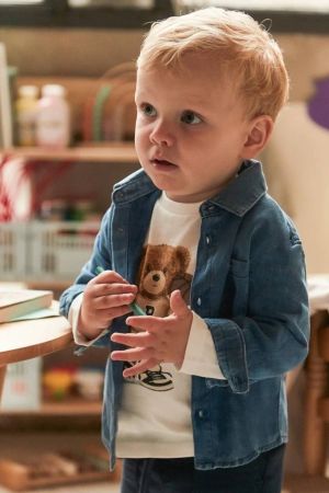 Mayoral - Mayoral Erkek Bebek Denim Uzun Kol Gömlek