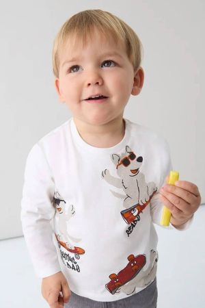 Mayoral - Mayoral Erkek Bebek Desenli Uzun Kol T-shrit