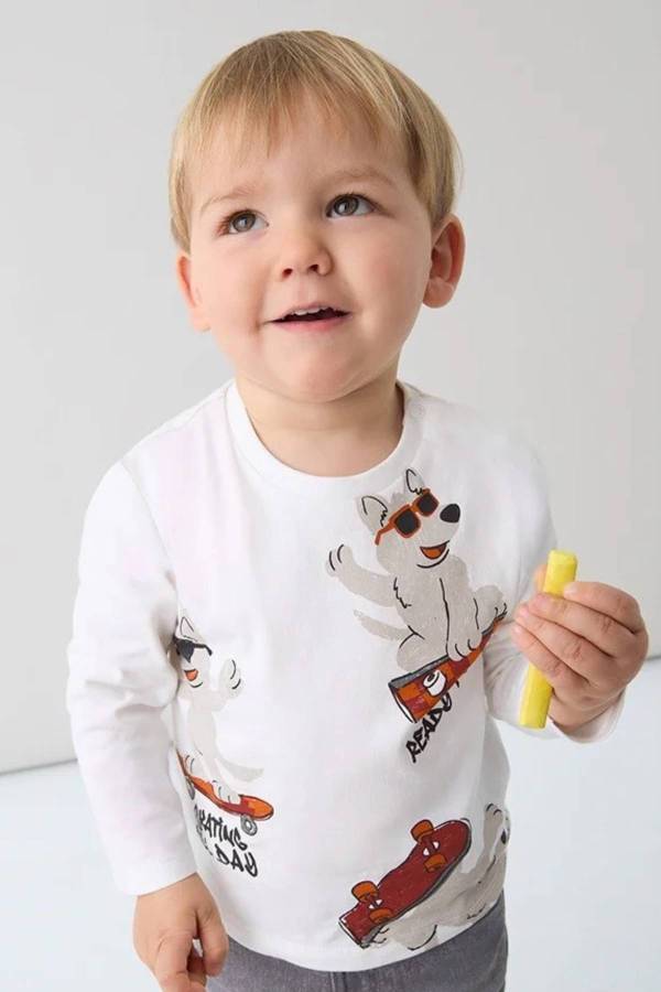 Mayoral Erkek Bebek Desenli Uzun Kol T-shrit