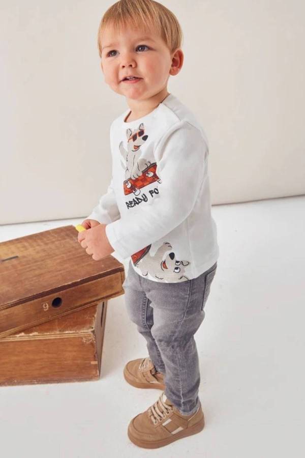 Mayoral Erkek Bebek Desenli Uzun Kol T-shrit