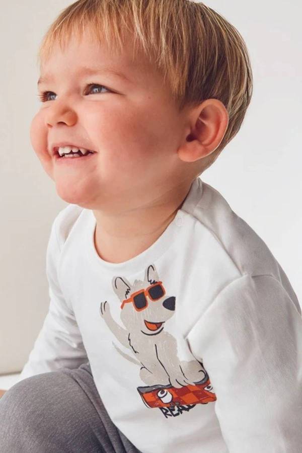 Mayoral Erkek Bebek Desenli Uzun Kol T-shrit