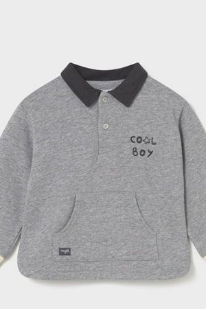 Mayoral - Mayoral Erkek Bebek Polo Yaka Sweatshrit Gri