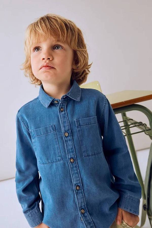 Mayoral Erkek Çocuk Denim Uzun Kol Mavi Gömlek