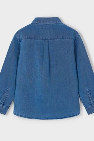 Mayoral Erkek Çocuk Denim Uzun Kol Mavi Gömlek - Thumbnail