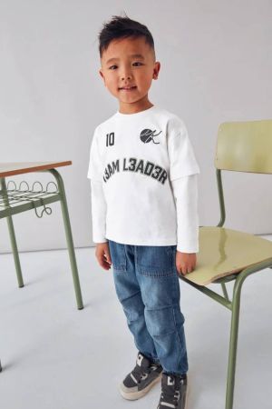Mayoral Erkek Çocuk Uzun Kol T-shrit Beyaz - Thumbnail