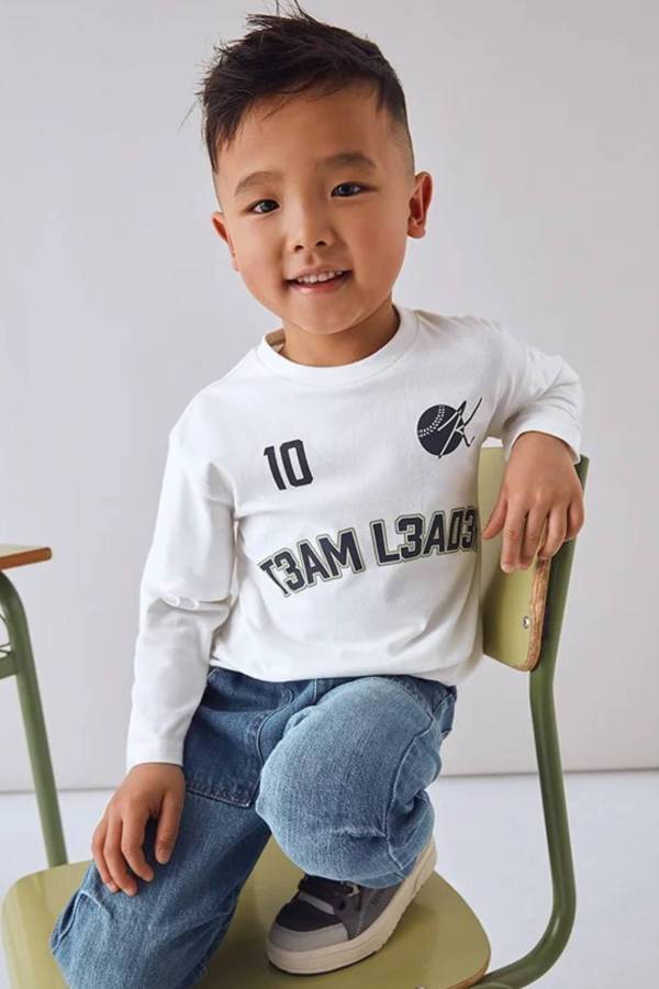 Mayoral Erkek Çocuk Uzun Kol T-shrit Beyaz