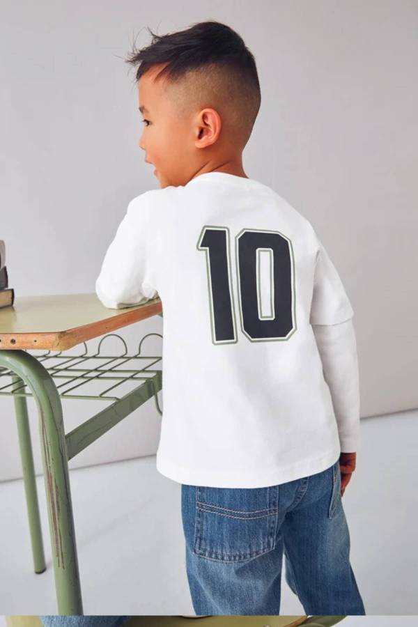Mayoral Erkek Çocuk Uzun Kol T-shrit Beyaz